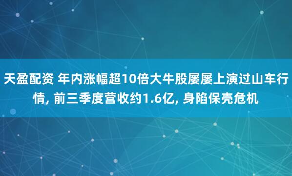 天盈配资 年内涨幅超10倍大牛股屡屡上演过山车行情, 前三季度营收约1.6亿, 身陷保壳危机
